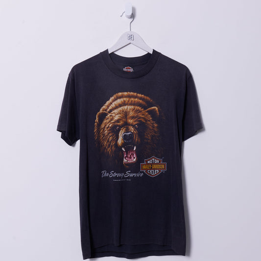 Vintage Harley Davidson 1991 3D Emblem Grizzly Bear T-Shirt Large