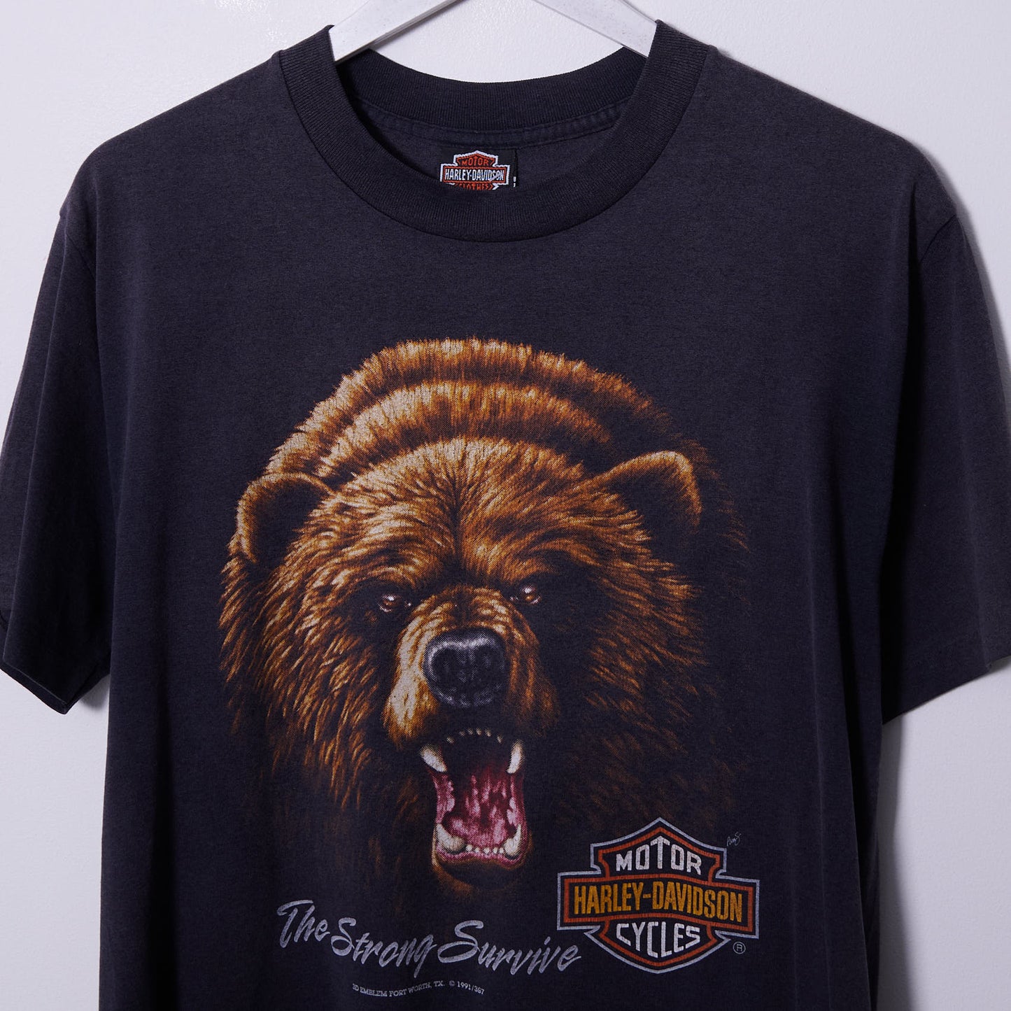 Vintage Harley Davidson 1991 3D Emblem Grizzly Bear T-Shirt Large