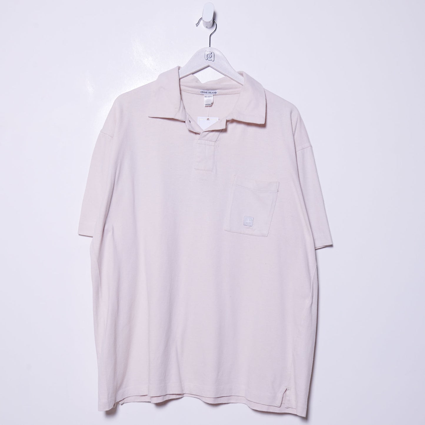 Vintage Stone Island AW 2000 Baby Pink Polo Shirt XL