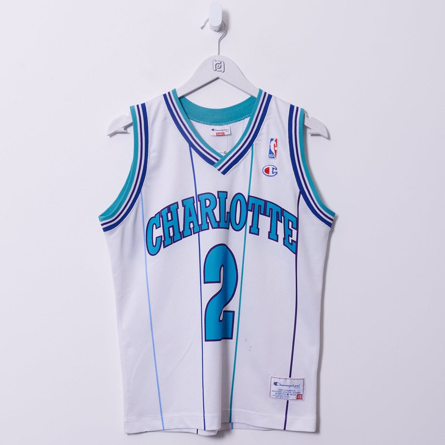 Vintage Charlotte Hornets Champion Jersey #2 L. Johnson Small
