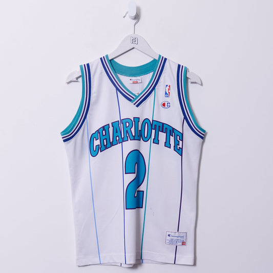 Vintage Charlotte Hornets Champion Jersey #2 L. Johnson Small