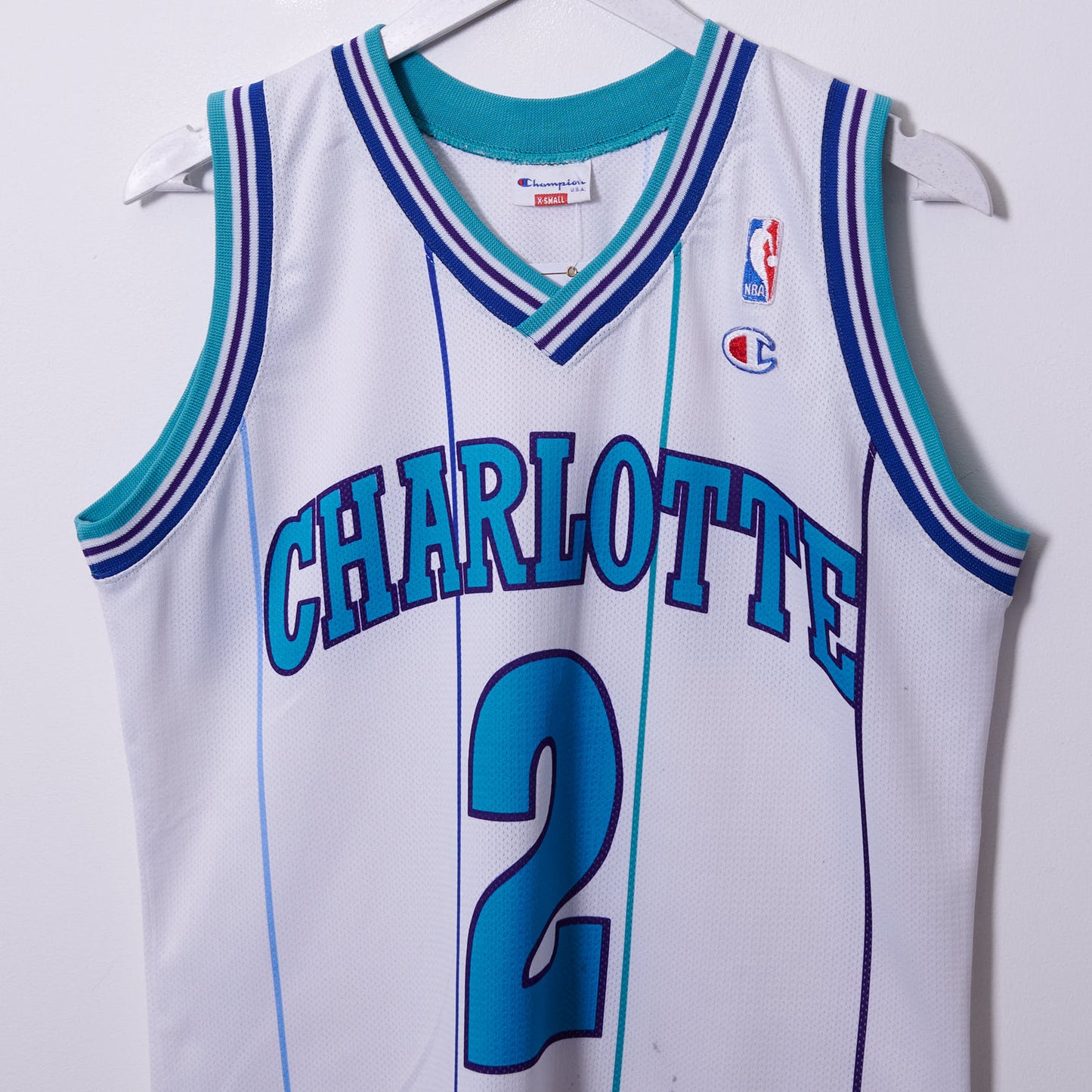 Vintage Charlotte Hornets Champion Jersey #2 L. Johnson Small