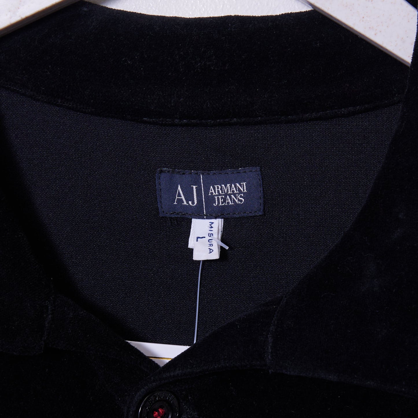 Vintage Armani Crushed Velvet Polo Shirt Large