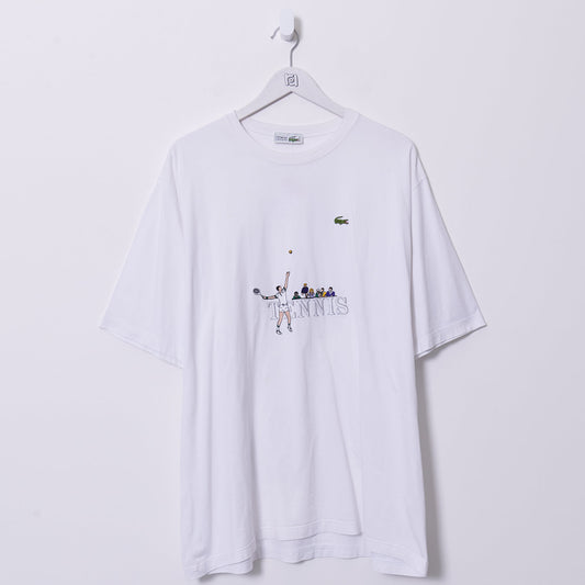 Vintage Lacoste 90s Embroidered Tennis T-Shirt XXL