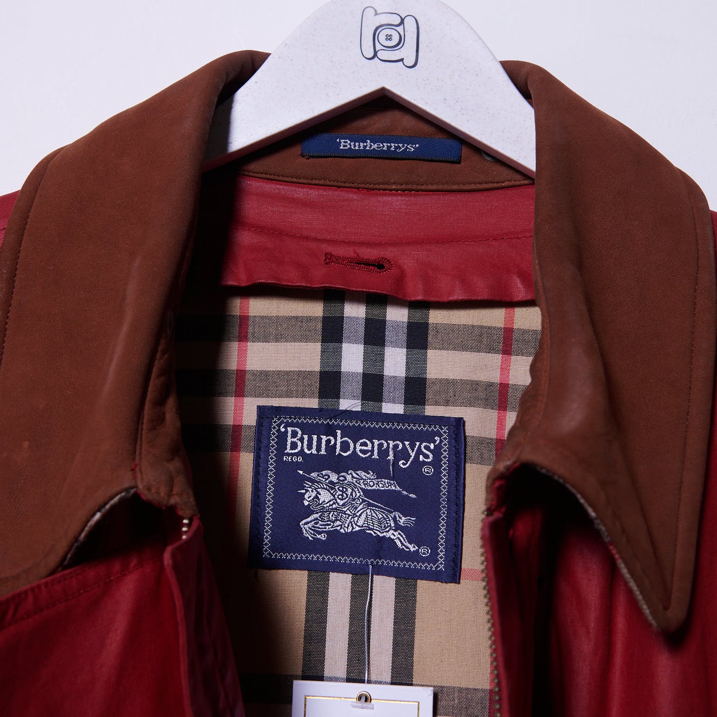 Vintage Burberry 90s Jacket Leather collar Large