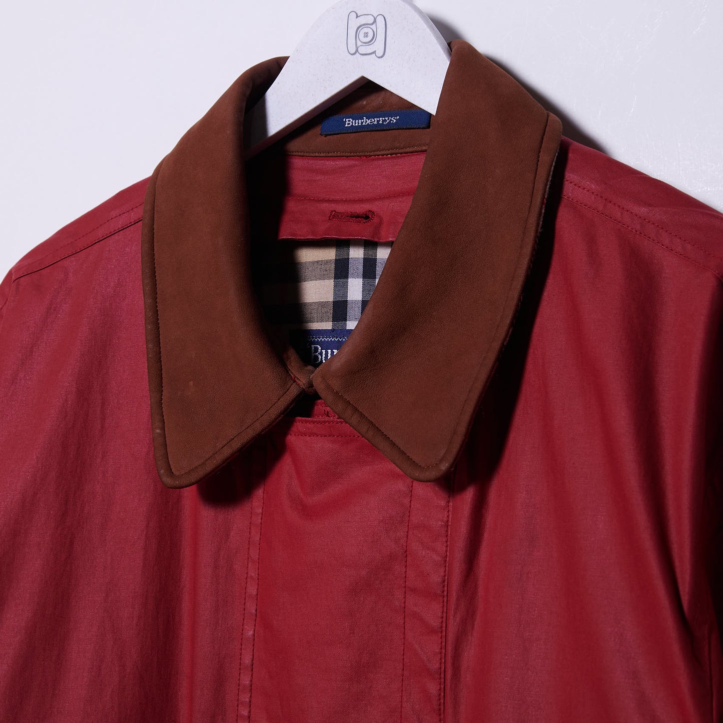 Vintage Burberry 90s Jacket Leather collar Large