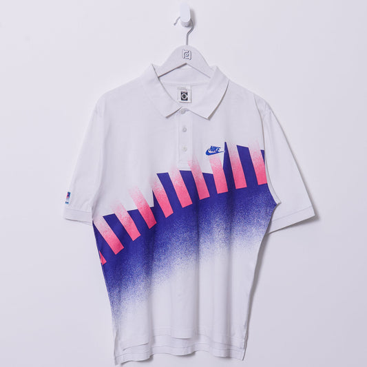 Vintage Nike Challenge Court Andre Agassi Hot Lava Polo Shirt Medium