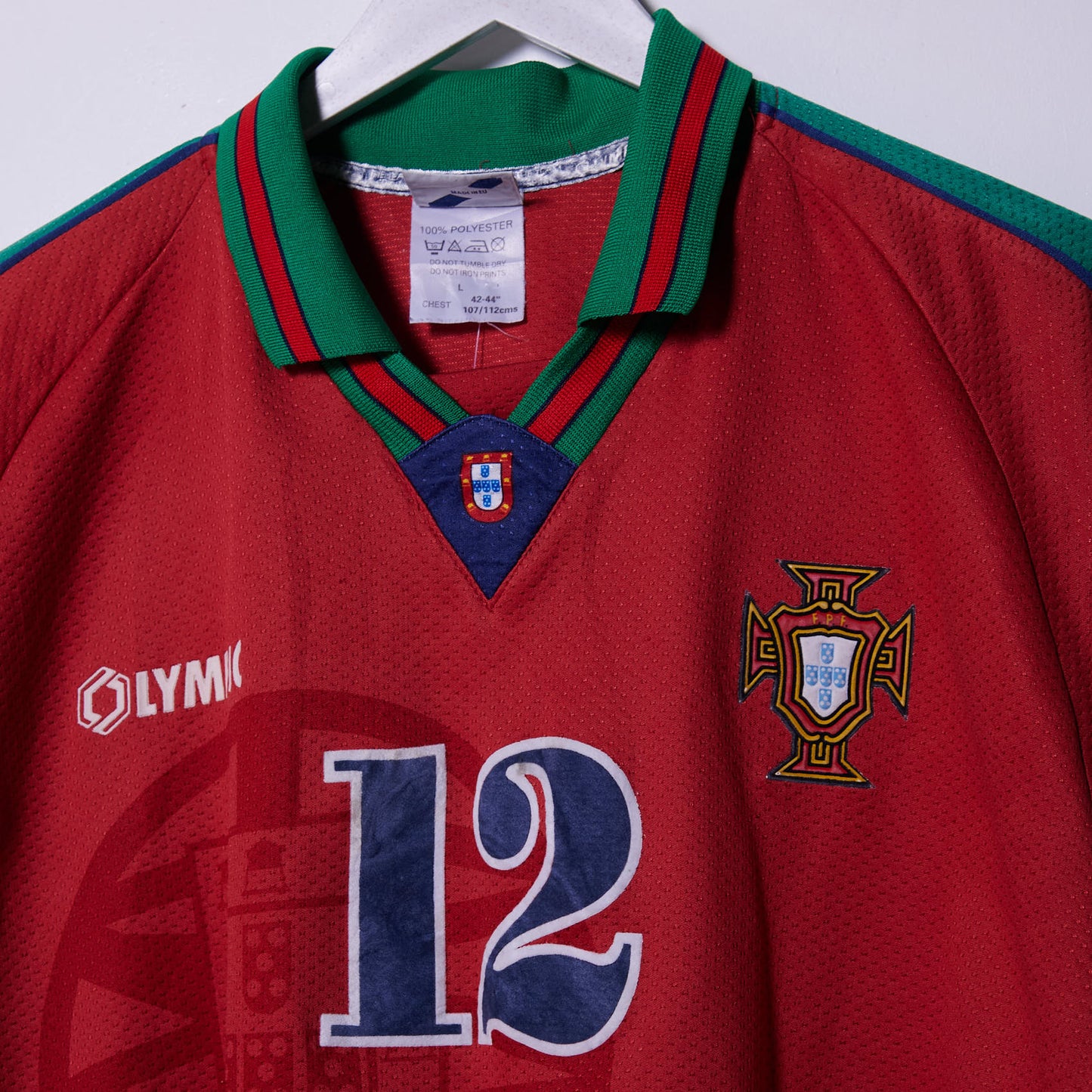 Vintage Portugal Euro 1996 Olympic Home Shirt Large #12 Castro