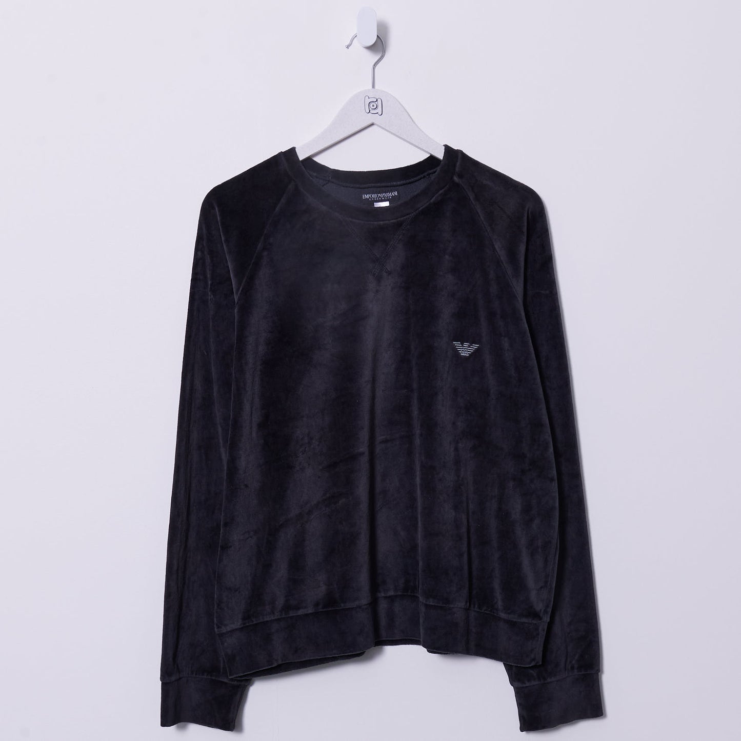 Vintage Armani Crushed Velvet Sweatshirt Large
