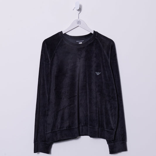 Vintage Armani Crushed Velvet Sweatshirt Large