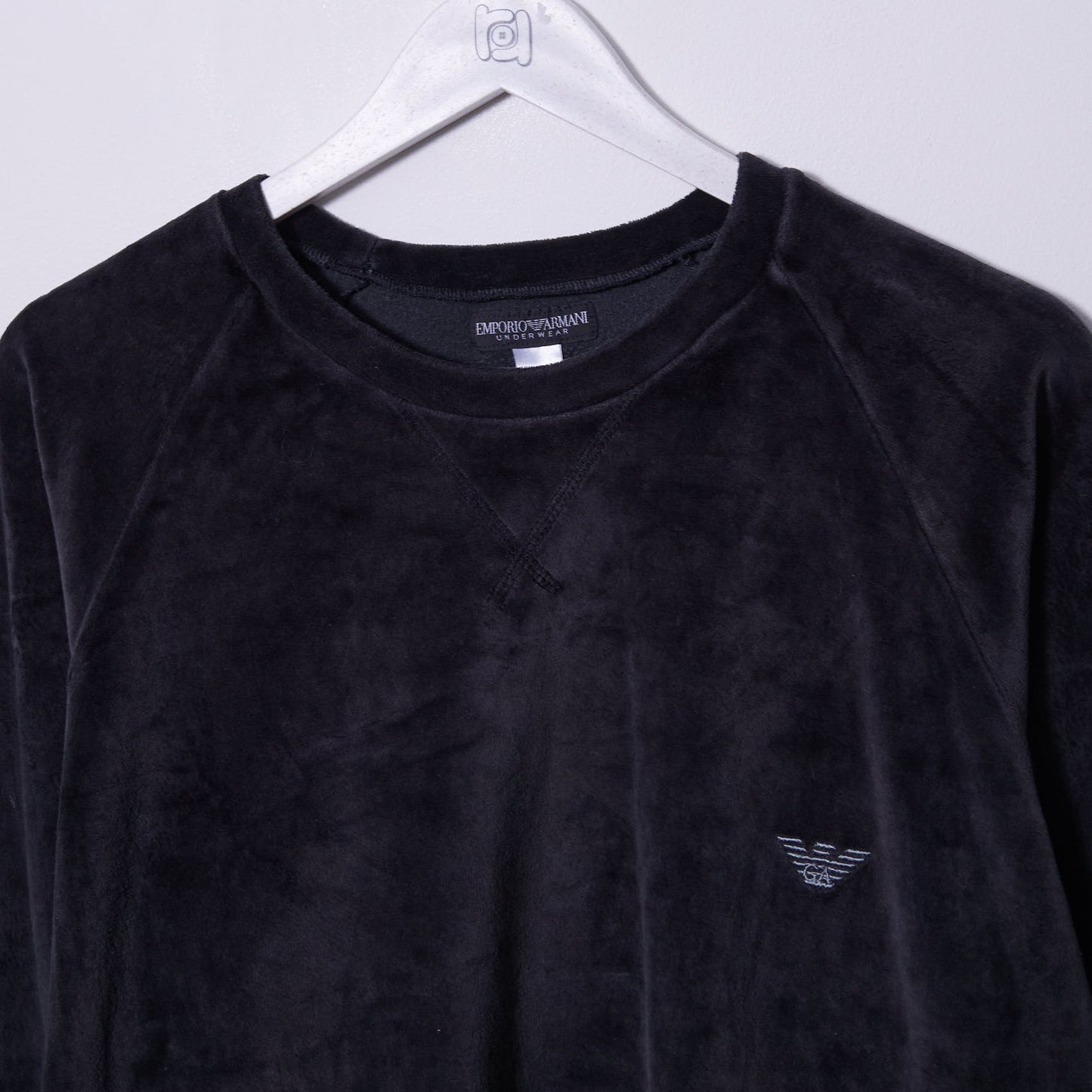Vintage Armani Crushed Velvet Sweatshirt Large