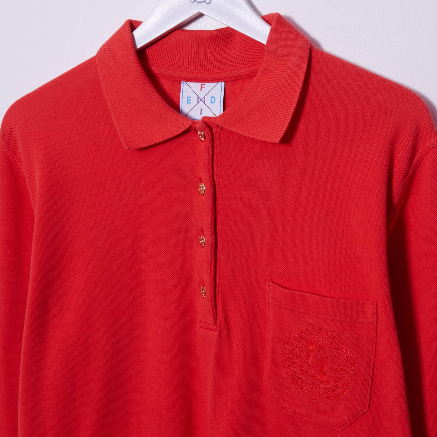 Vintage Fendi 90s Long Sleeve Polo Shirt Small