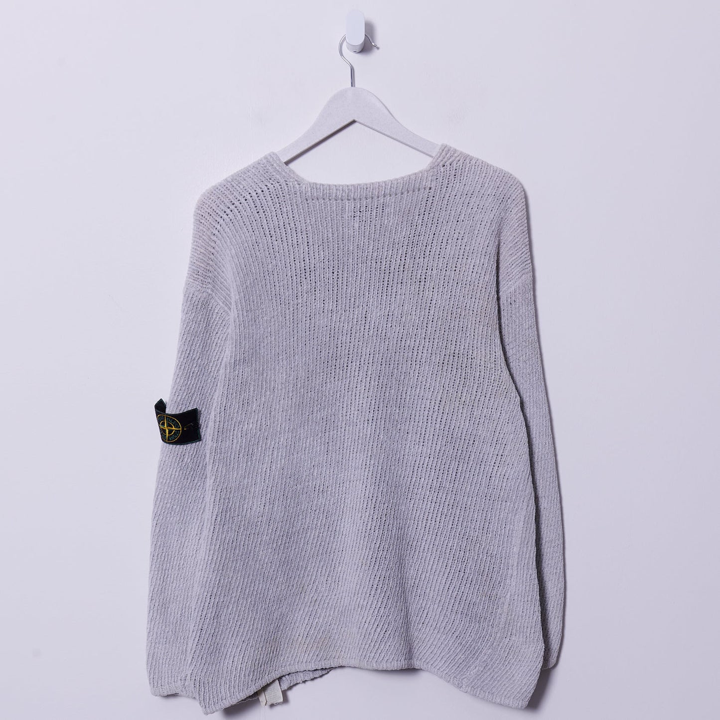 Vintage Stone Island 90s Chenille Knit Green Edge Badge Medium