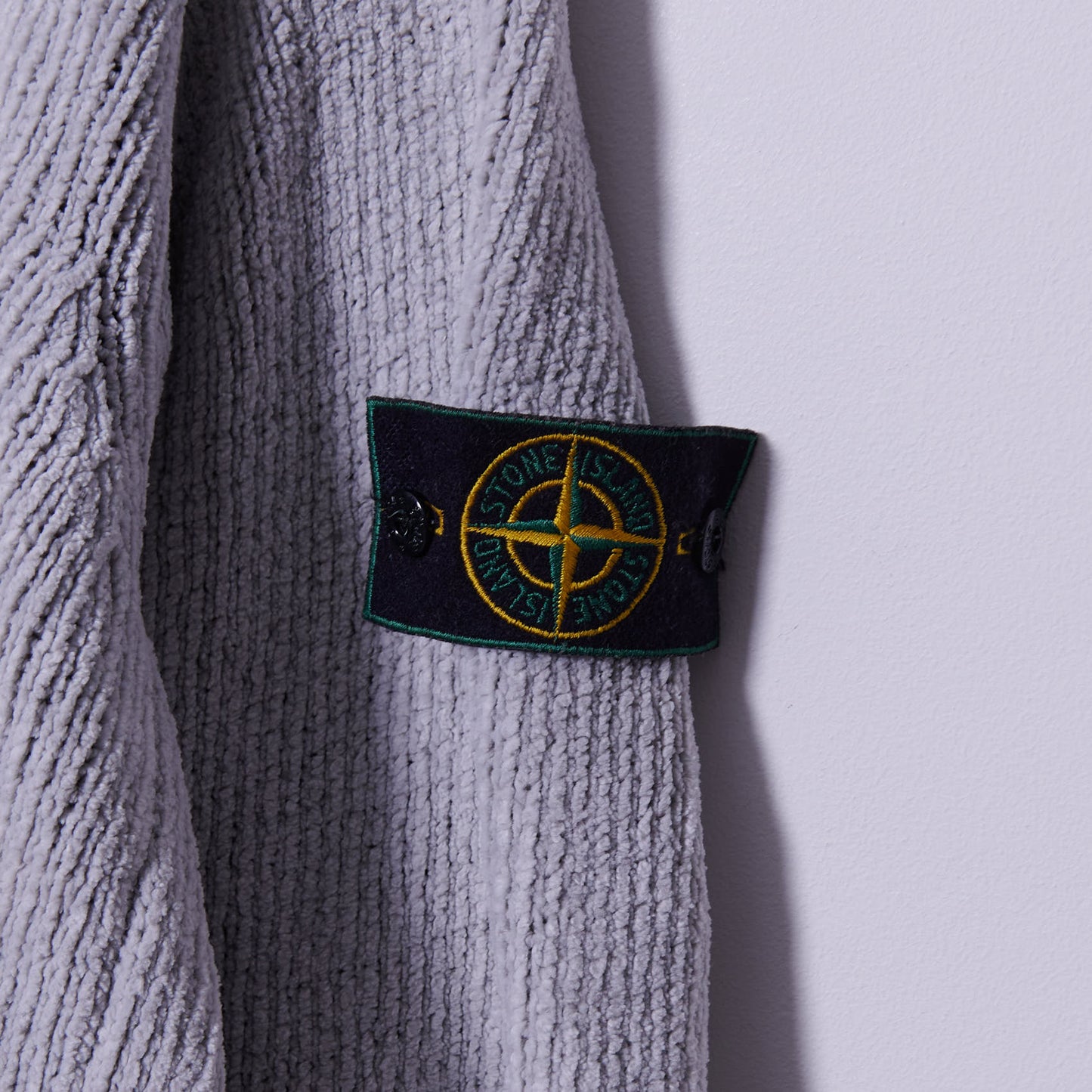 Vintage Stone Island 90s Chenille Knit Green Edge Badge Medium