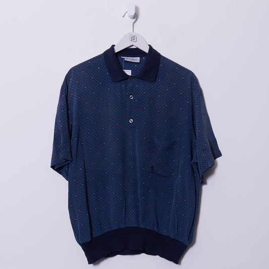 Vintage YSL 90s Silk Polo Shirt Medium