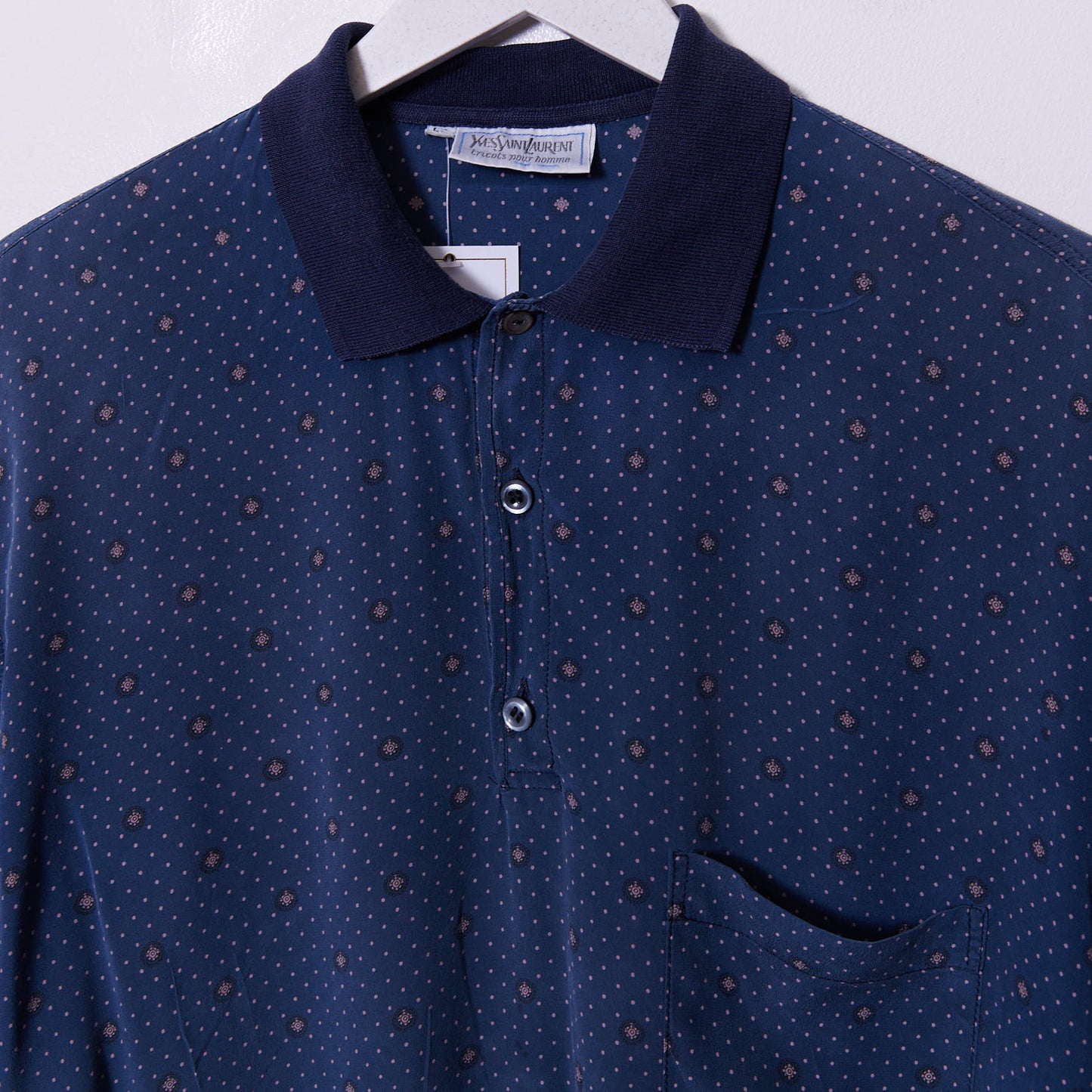 Vintage YSL 90s Silk Polo Shirt Medium