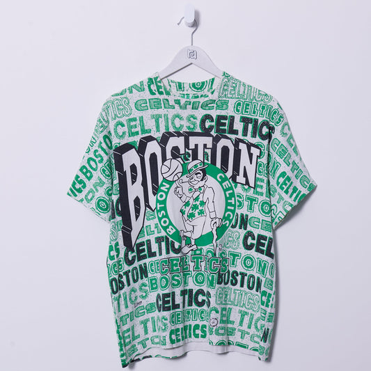 Vintage Boston Celtics All Over Print 90s Salem T-Shirt Large