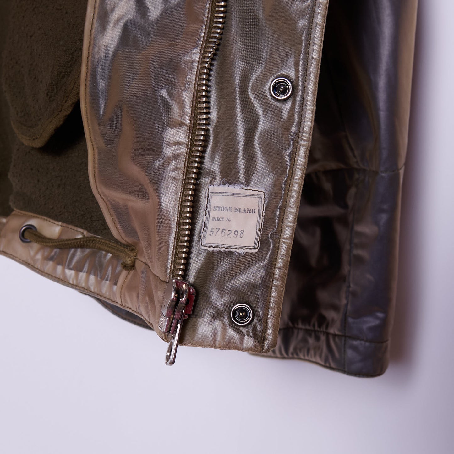 Vintage RARE Stone Island 1986 PVC Flight Jacket Green Edge Large